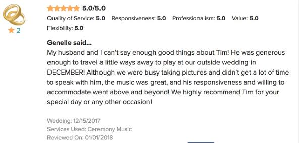 5 star review for guitarist