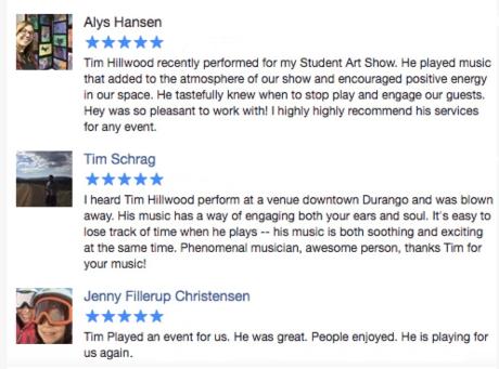 Tim Hillwood 3 facebook reviews